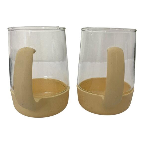 1982 McDonald’s Pyrex Mugs Set 2 Corning Beige Handle Vintage Coffee Glass Cups - Picture 11 of 12